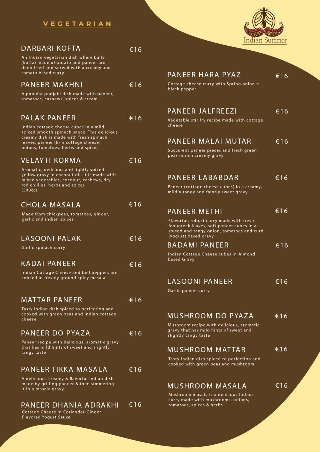 Menu – Indian Summer Restaurant